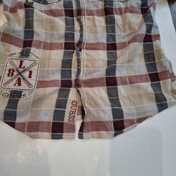 VTG Guess Women's Maroon & White Plaid Western Button Down Shirt Size XL - Picture 11 of 15